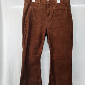 Gap 70s Flare Brown Corduroy Pants Womens 18 High Rise Waisted Patch Pockets F